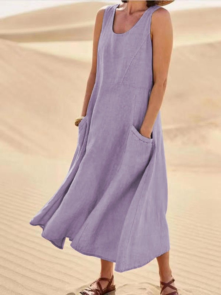 Maisy | Women's Sleeveless Pocket Maxi Casual Summer Dress