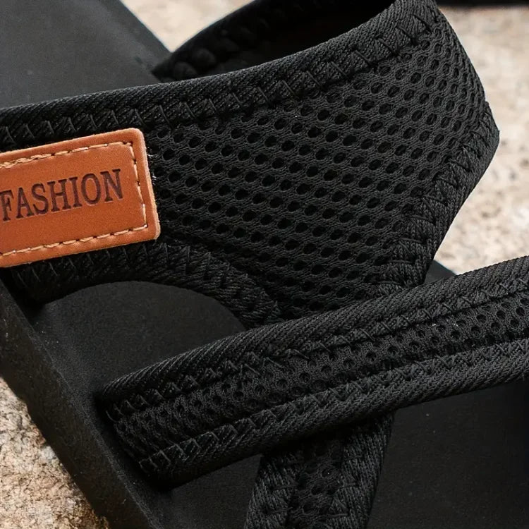Pandora | Women's Black Brown Slip On Flat Strap Sandals