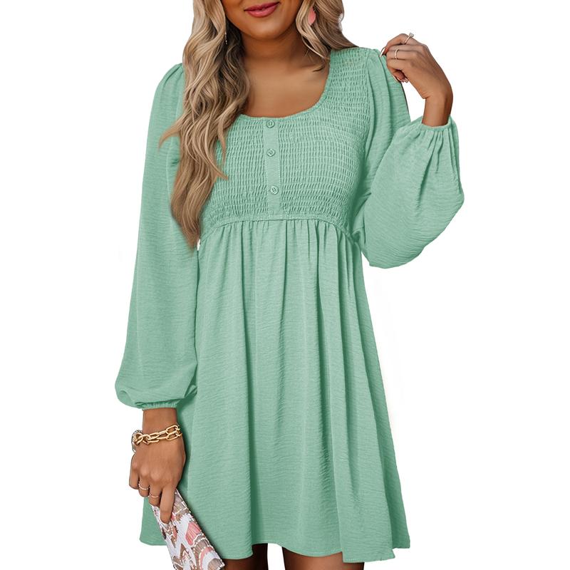 Colette | Women's Smocked Empire Waist Long Sleeve Mini Dress