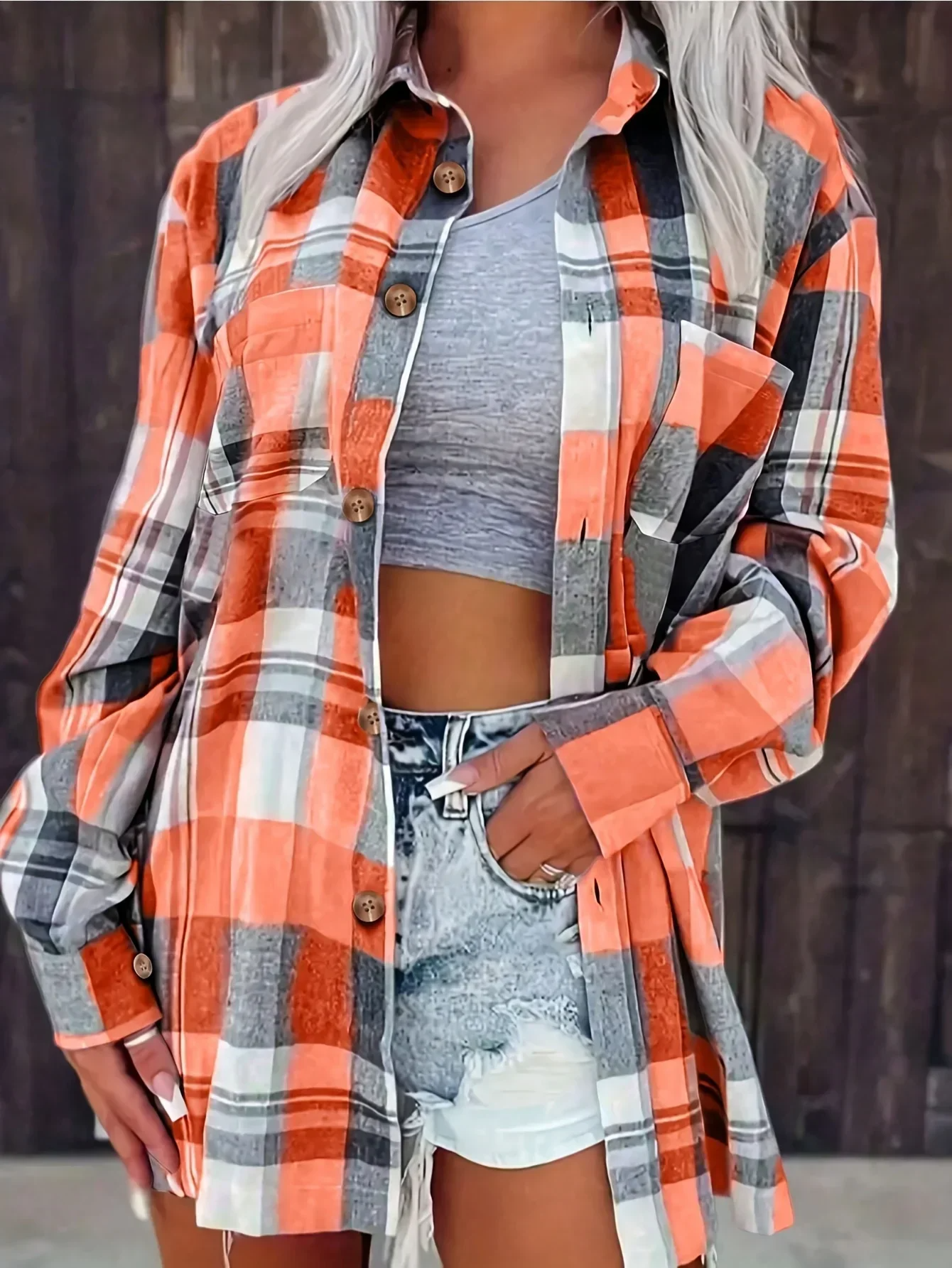 Aria | Women's Oversized Plaid Flannel Button-Down Summer Shirt