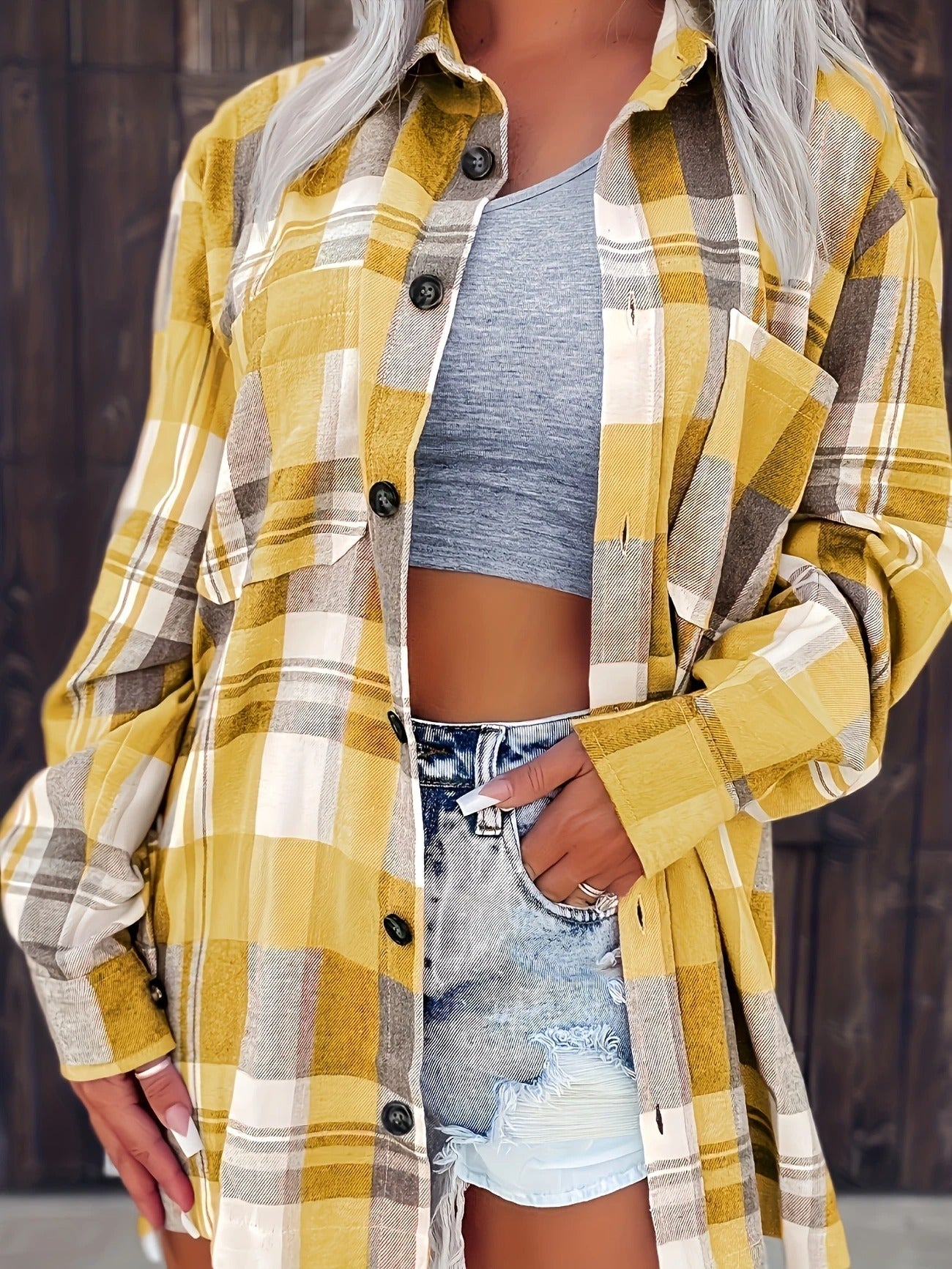 Aria | Women's Oversized Plaid Flannel Button-Down Summer Shirt