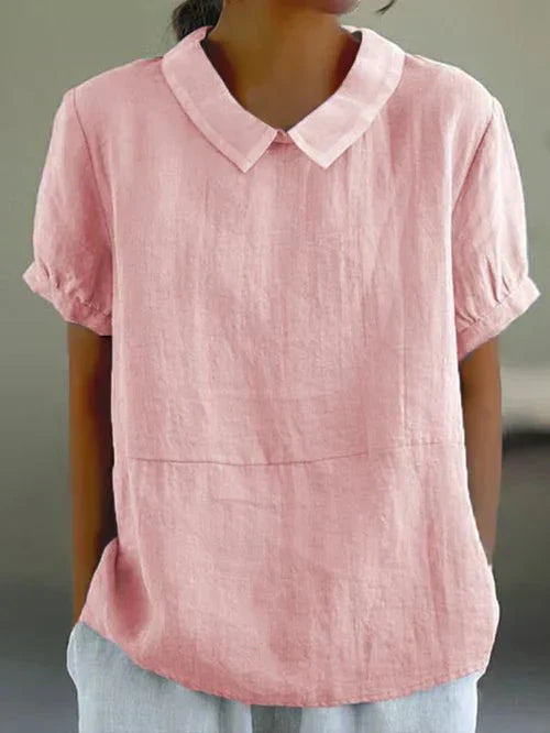 Leanne | Women’s Linen Breathable Summer Peter Pan Collar Blouse