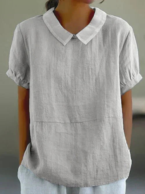 Leanne | Women’s Linen Breathable Summer Peter Pan Collar Blouse