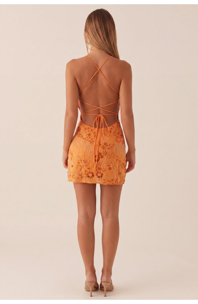 Esme | Fitted Party Mini Dress with Embroidery