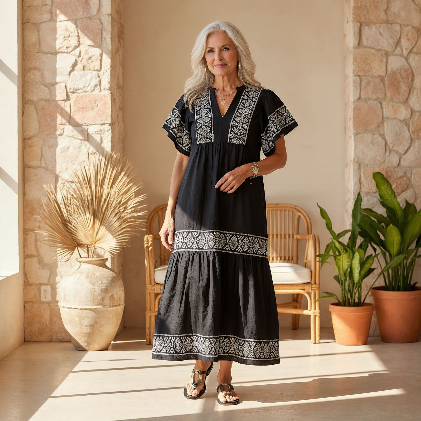 Hannah | Women’s Summer Breathable V Neck Midi Dress