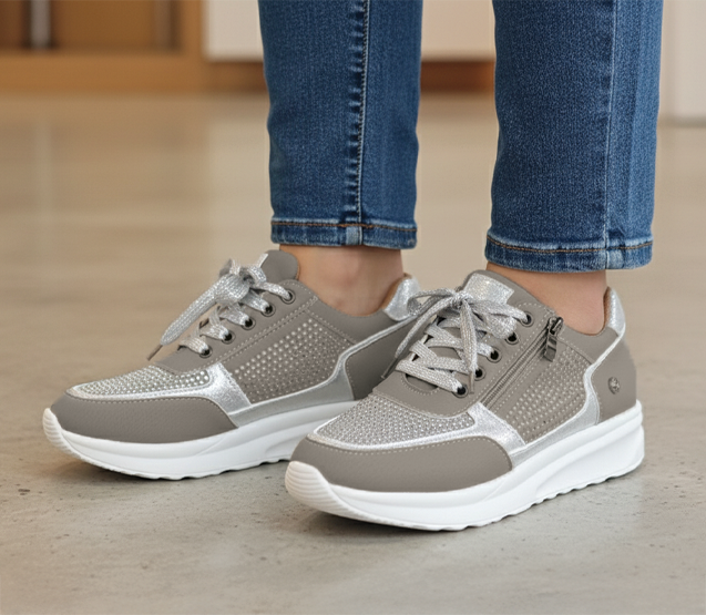 Sybil | Womens Lace Up Platform Sneakers with Zipper