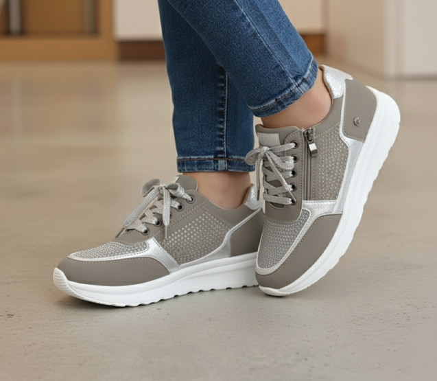Sybil | Womens Lace Up Platform Sneakers with Zipper