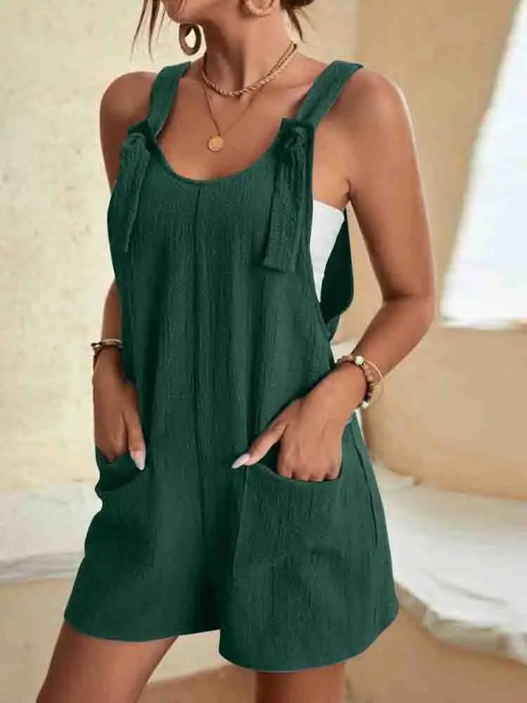 Gina | Women's Casual Romper Overall Shorts with Pockets