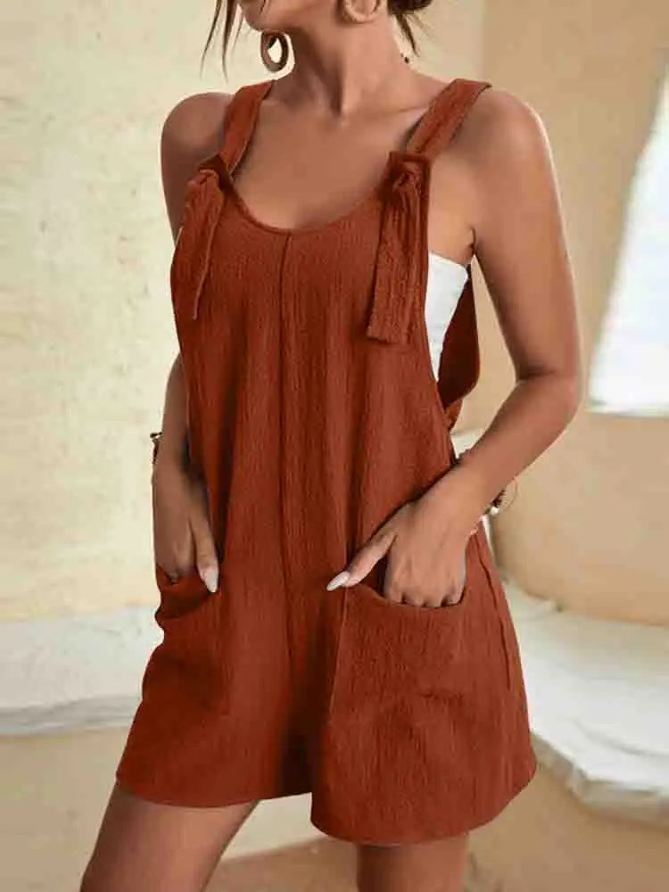 Gina | Women's Casual Romper Overall Shorts with Pockets