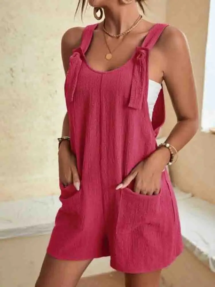 Gina | Women's Casual Romper Overall Shorts with Pockets