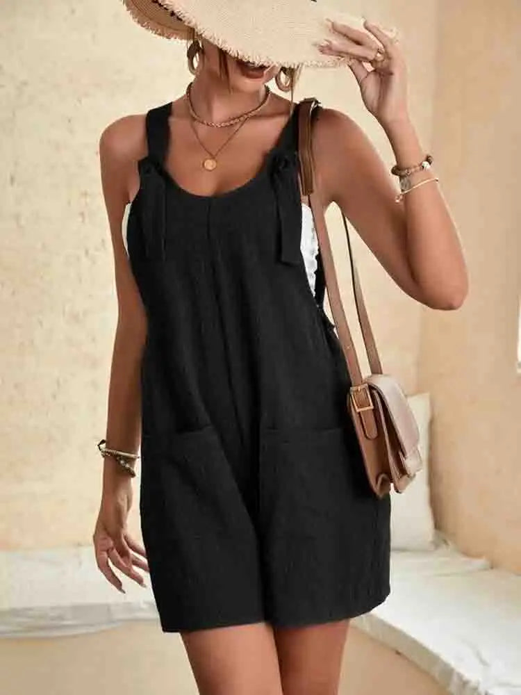 Gina | Women's Casual Romper Overall Shorts with Pockets
