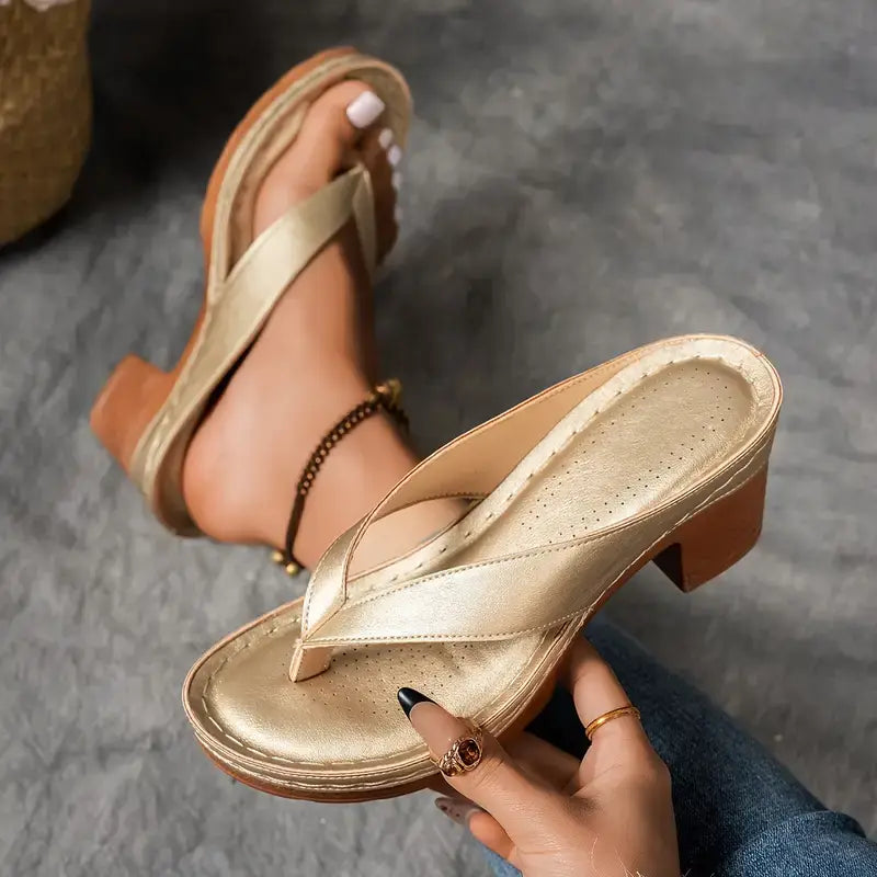 Lilah | Orthopedic Slip On Leather Sandal Heels