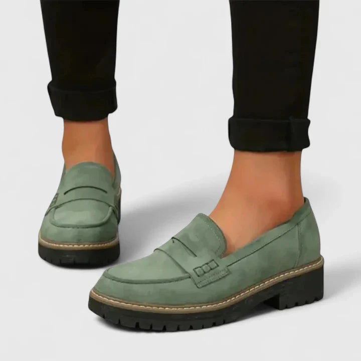 Kiera | Women's Suede Slip On Chunky Loafer Shoes