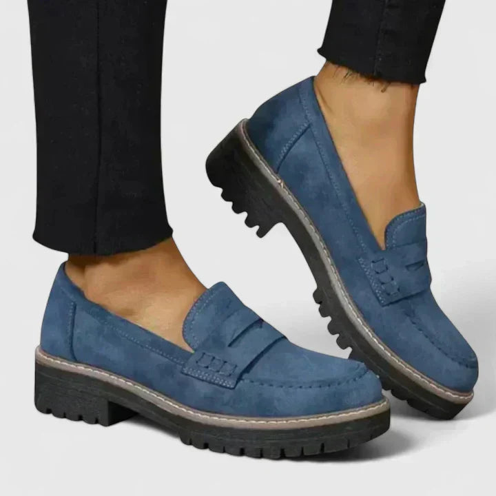 Kiera | Women's Suede Slip On Chunky Loafer Shoes