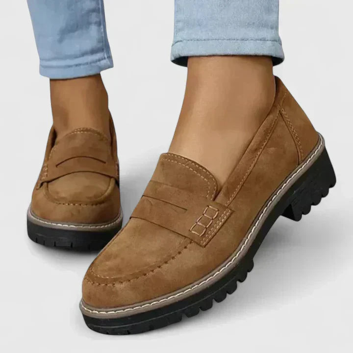 Kiera | Women's Suede Slip On Chunky Loafer Shoes