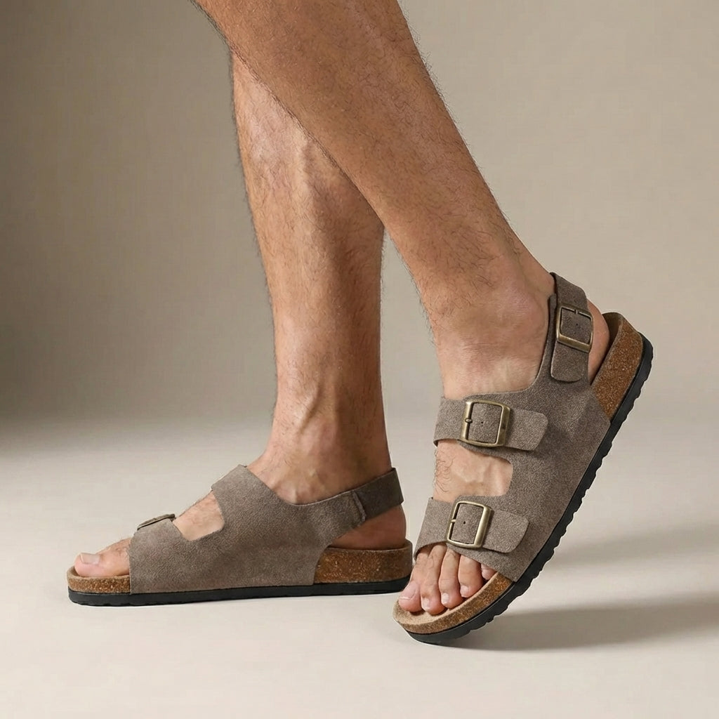 Ethan | Men’s Orthopedic Cork Sole Buckle Slingback Sandals