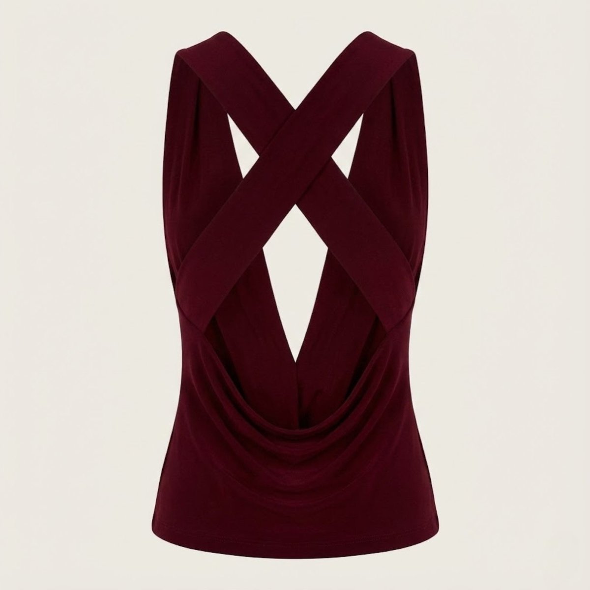 Evie | Women's White Deep Cowl Neck Sleeveless Bodysuit Top