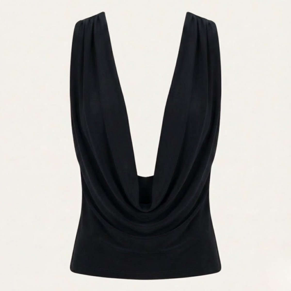Evie | Women's White Deep Cowl Neck Sleeveless Bodysuit Top