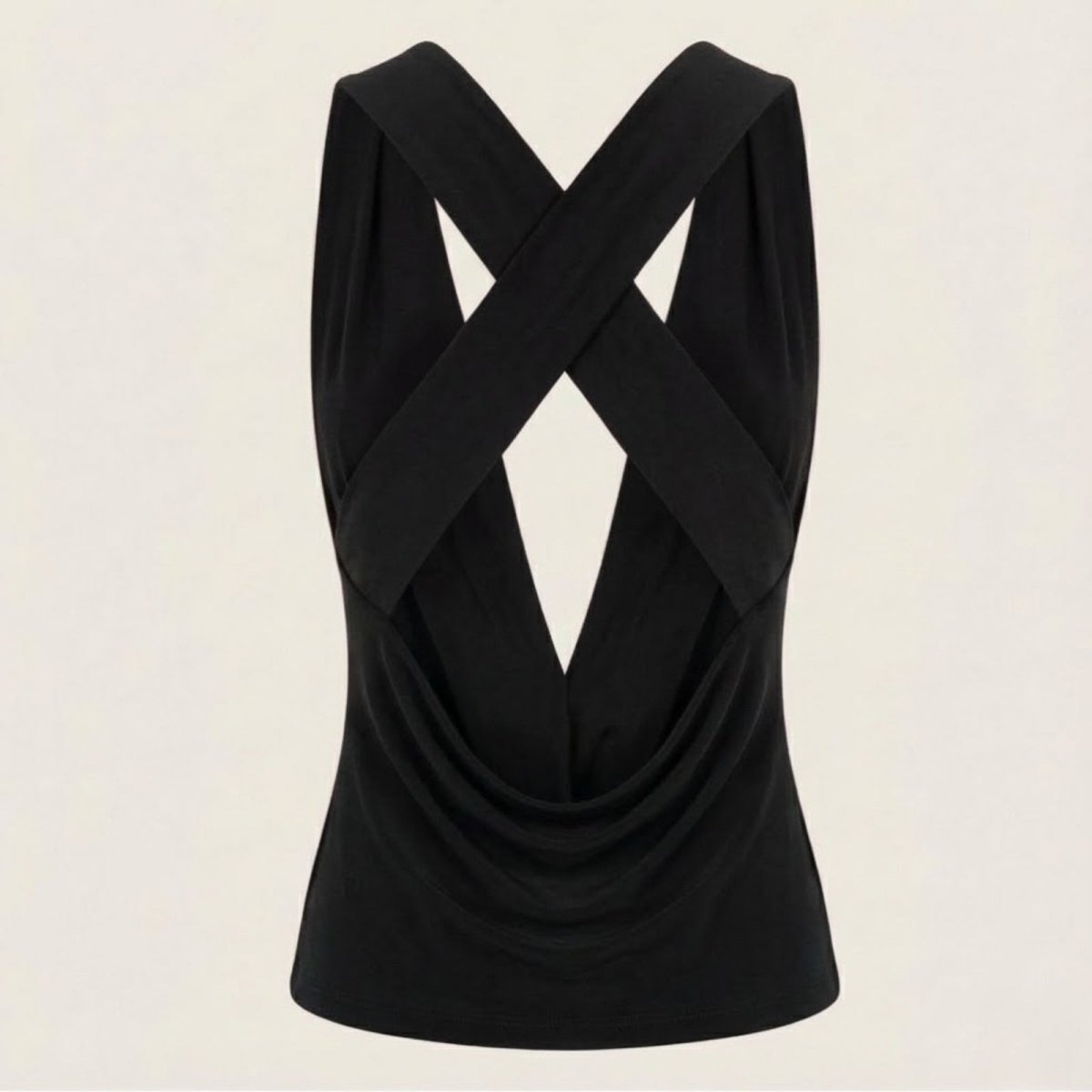 Evie | Women's White Deep Cowl Neck Sleeveless Bodysuit Top