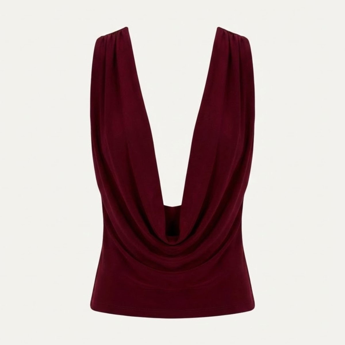 Evie | Women's White Deep Cowl Neck Sleeveless Bodysuit Top