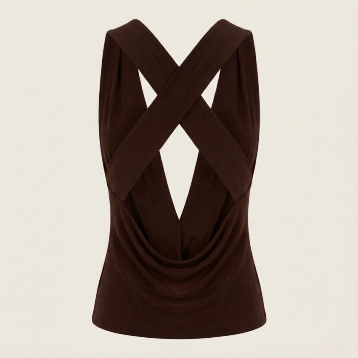 Evie | Women's White Deep Cowl Neck Sleeveless Bodysuit Top