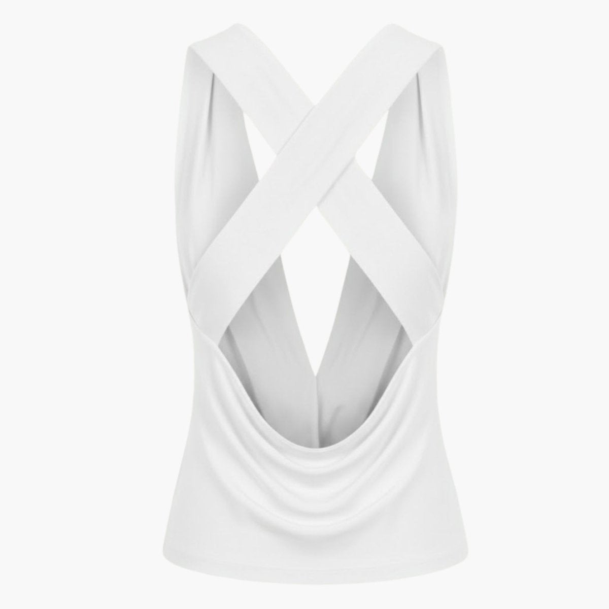 Evie | Women's White Deep Cowl Neck Sleeveless Bodysuit Top