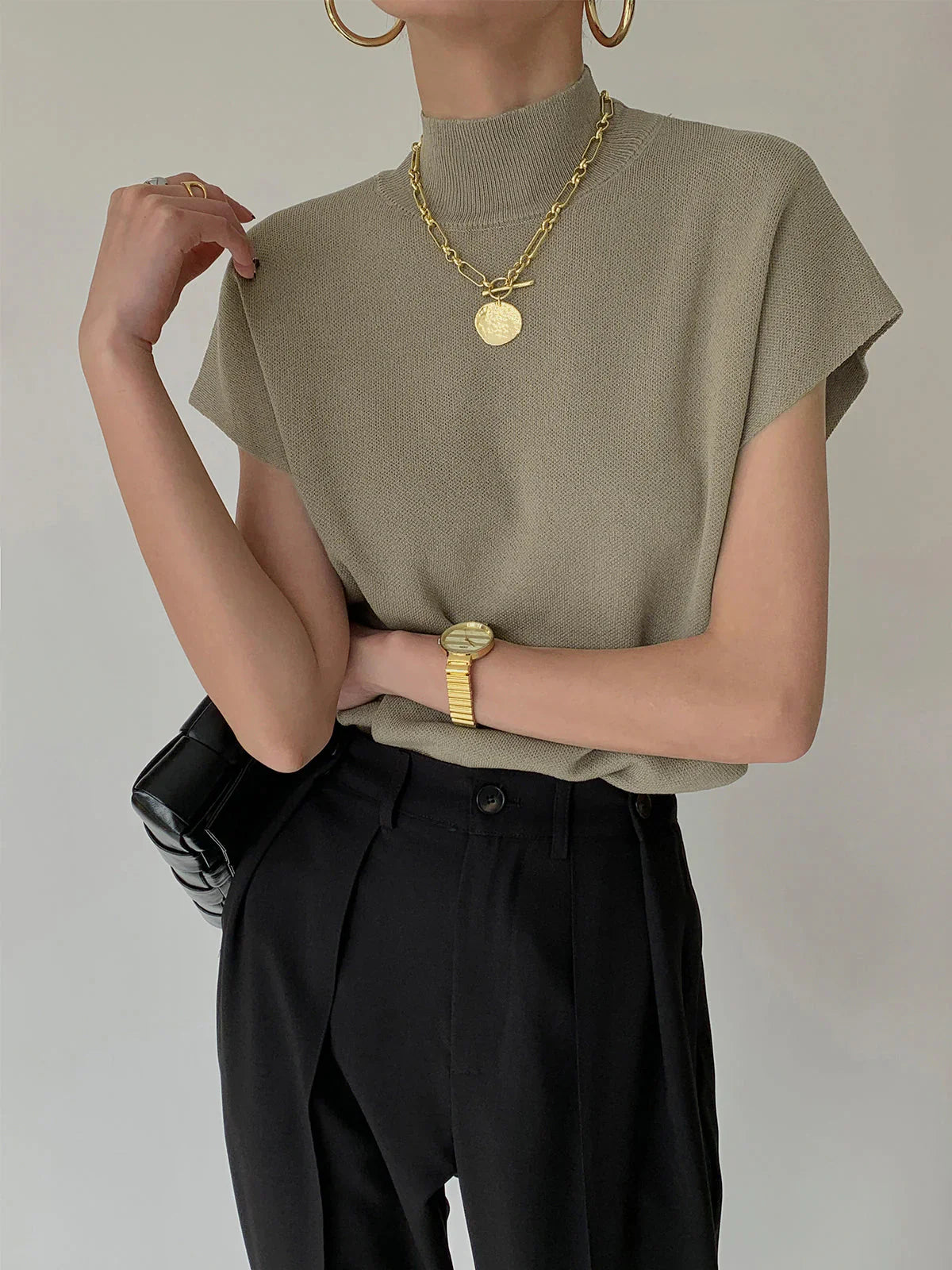 Darla | Mock Neck Short Sleeve Casual Top