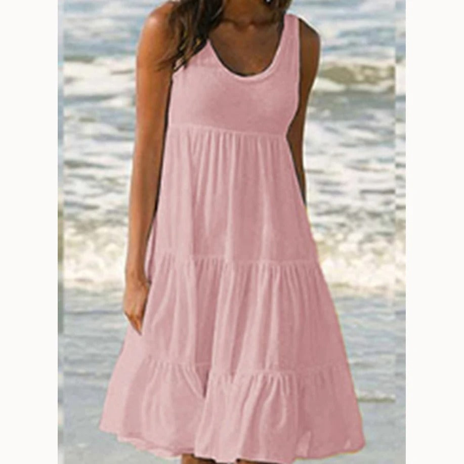 Lois | Women's Sleeveless Tiered Midi Dress Boho Summer