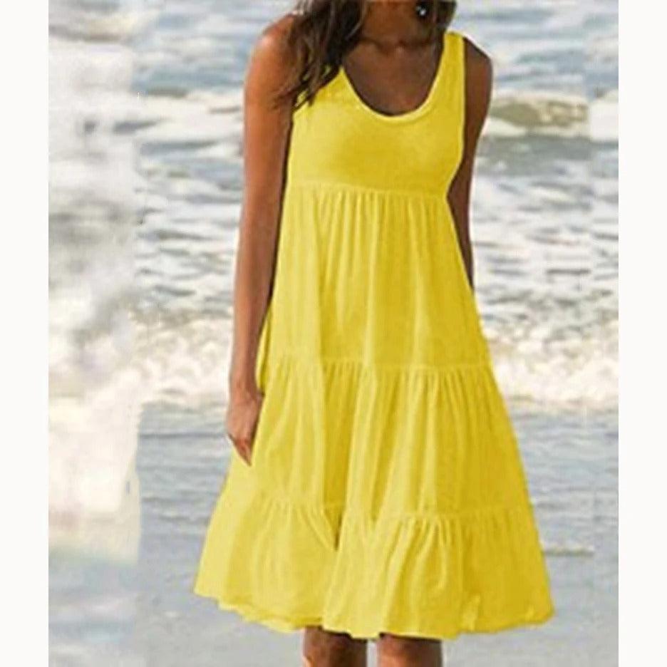 Lois | Women's Sleeveless Tiered Midi Dress Boho Summer