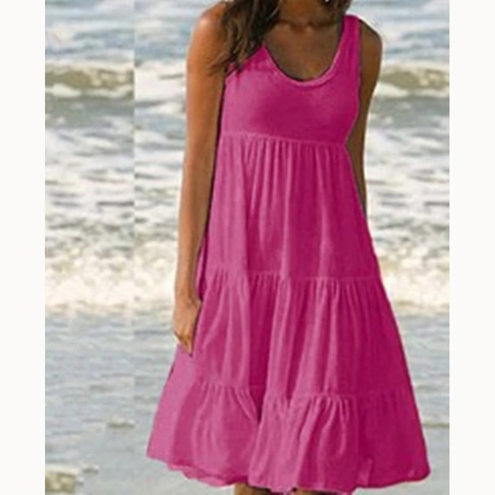 Emma | Sleeveless Boho Beach Tiered Midi Dress