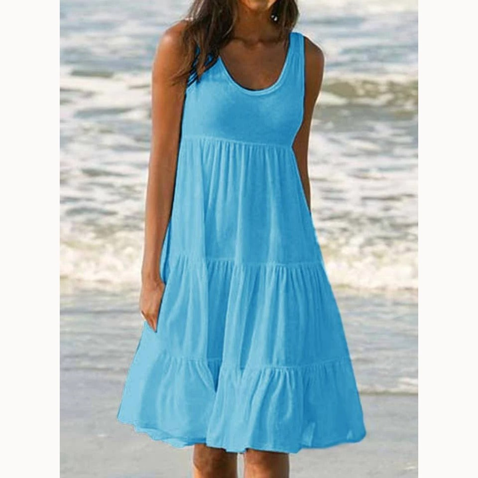 Lois | Women's Sleeveless Tiered Midi Dress Boho Summer