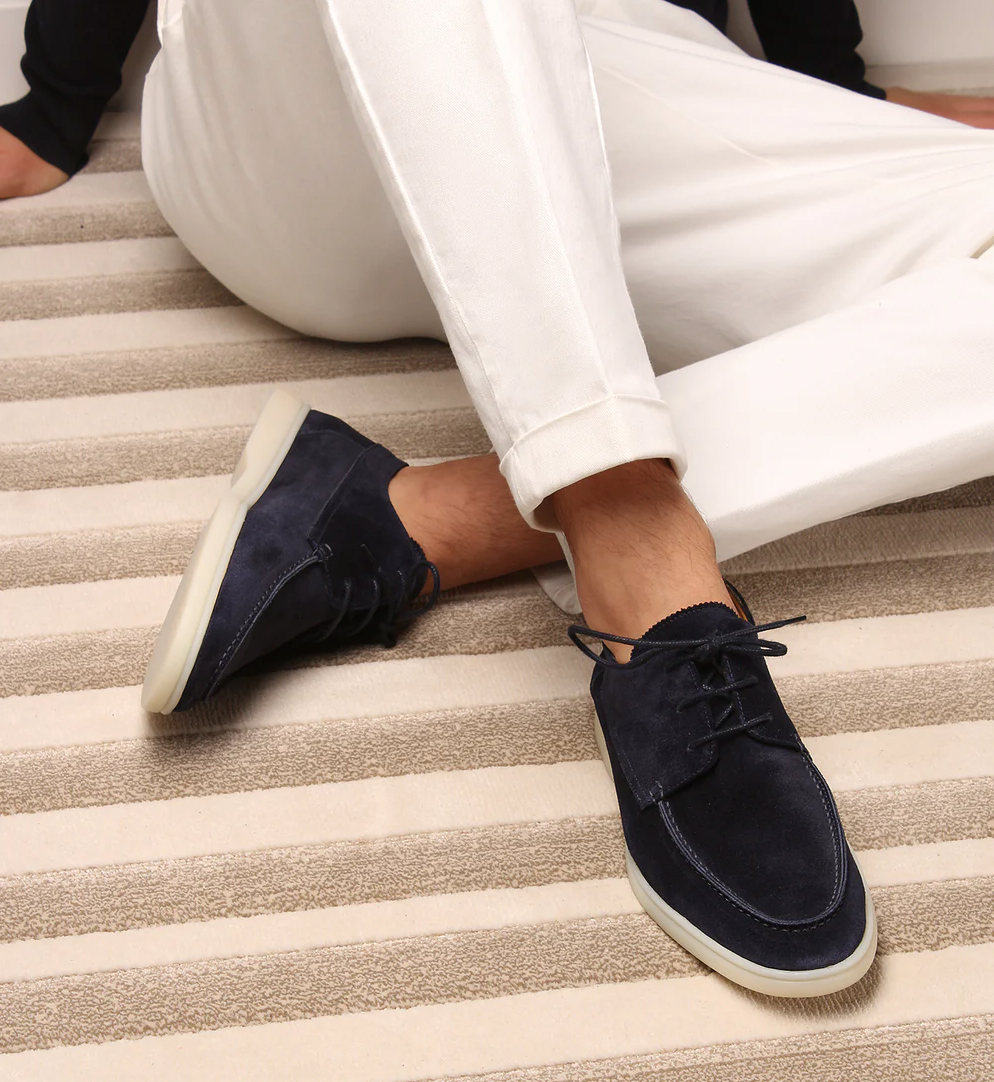 Lewis | Men's Lace Up Loafers with Suede Upper and Cushioned Insole Boat Shoes