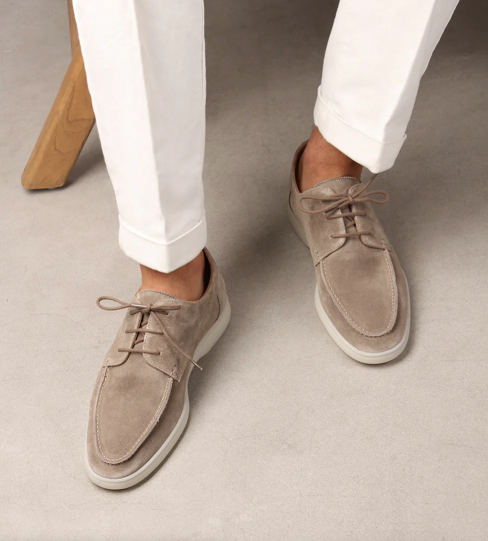 Lewis | Men's Lace Up Loafers with Suede Upper and Cushioned Insole Boat Shoes