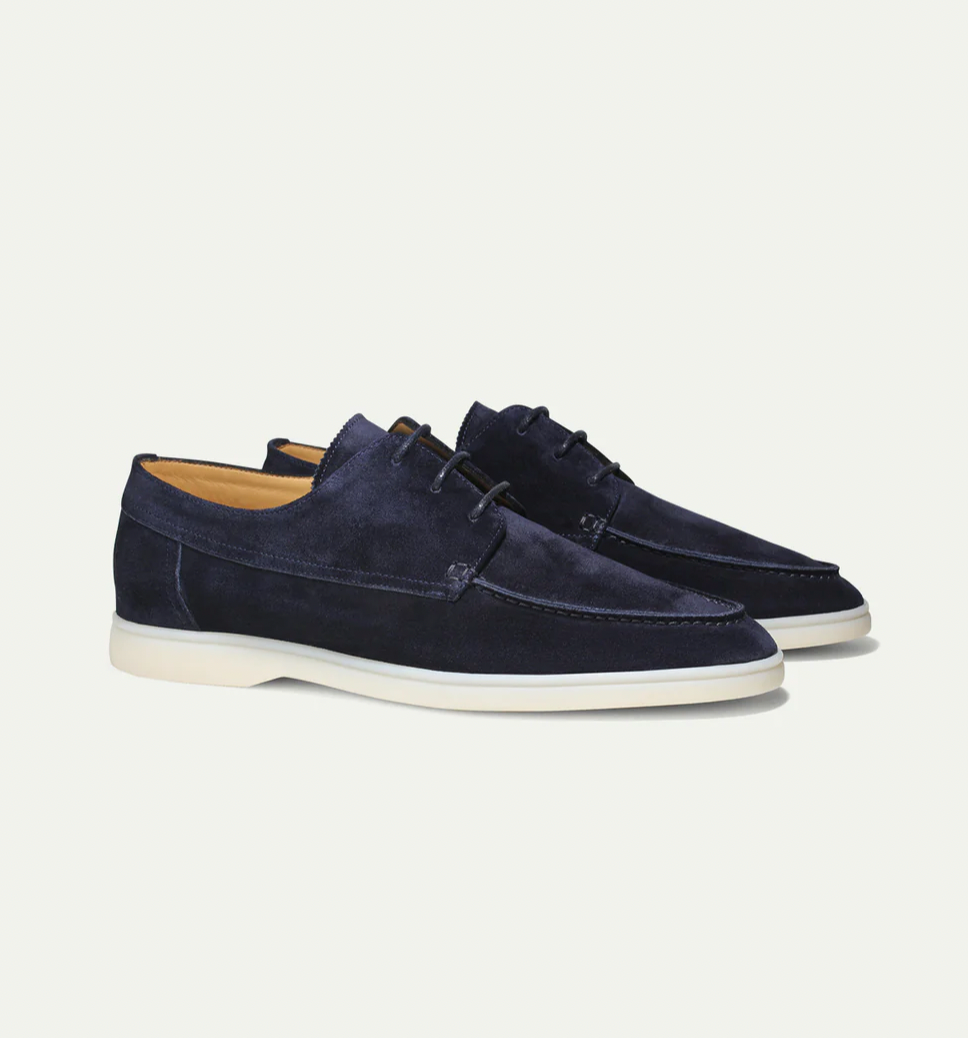 Lewis | Men's Lace Up Loafers with Suede Upper and Cushioned Insole Boat Shoes