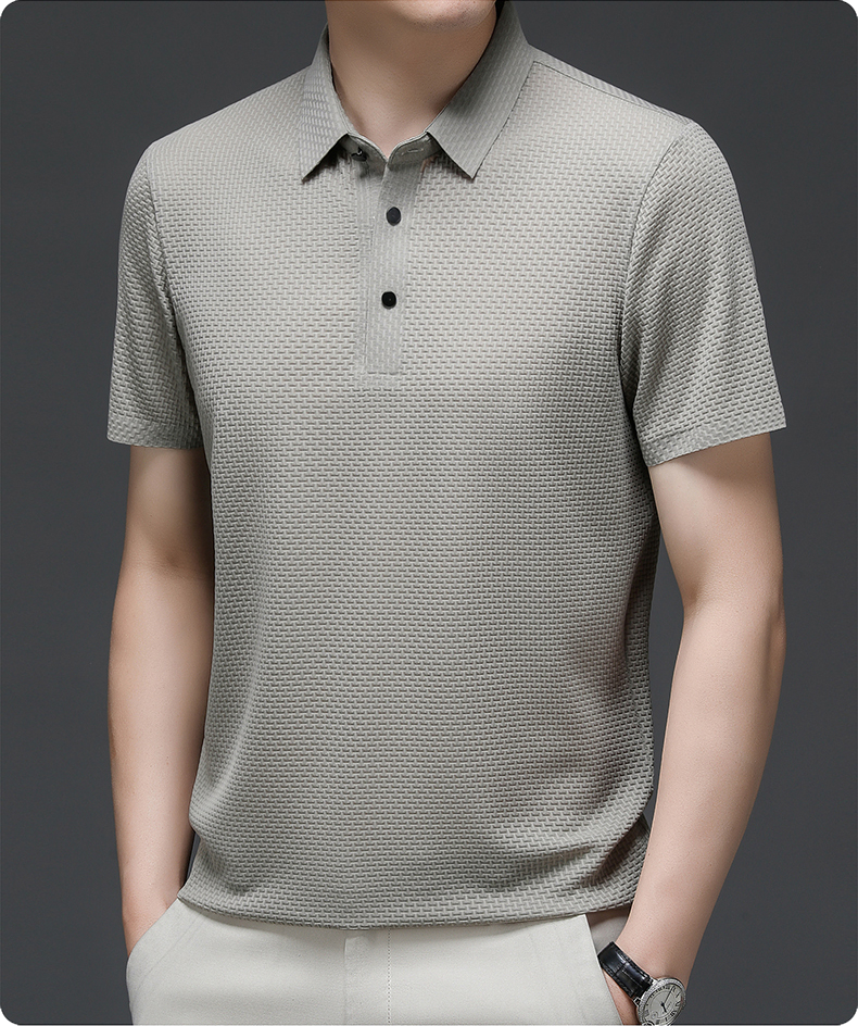 Cedric | Men's Textured Short Sleeve Button Polo Shirt