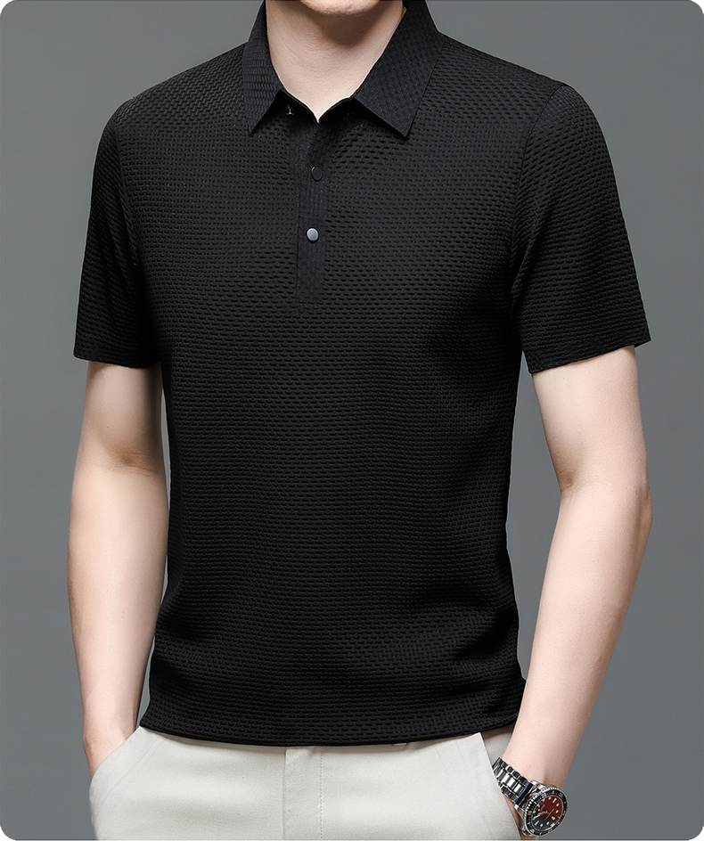 Cedric | Men's Textured Short Sleeve Button Polo Shirt