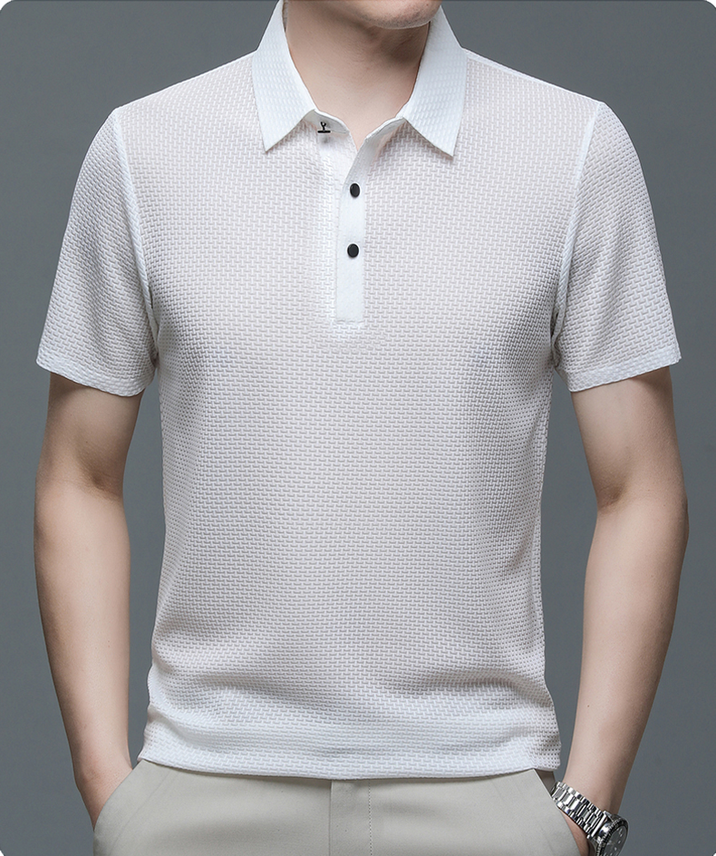 Cedric | Men's Textured Short Sleeve Button Polo Shirt