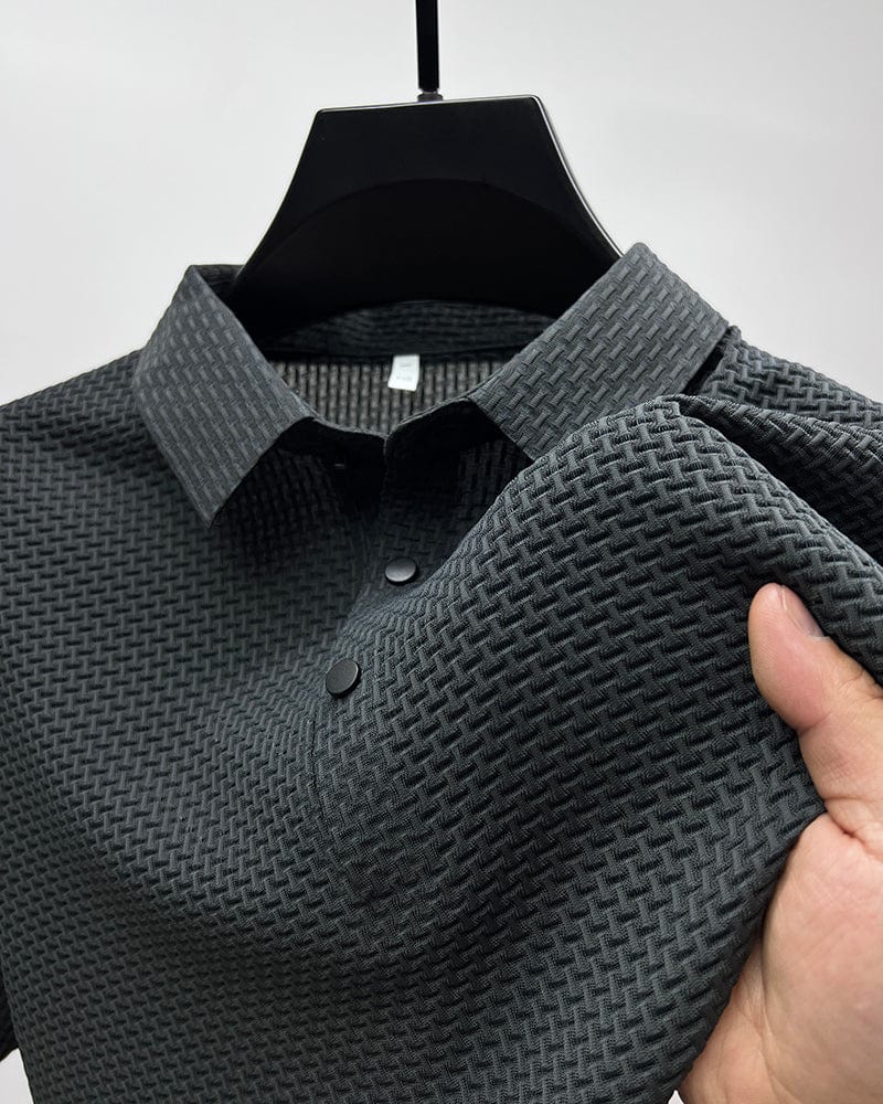 Cedric | Men's Textured Short Sleeve Button Polo Shirt