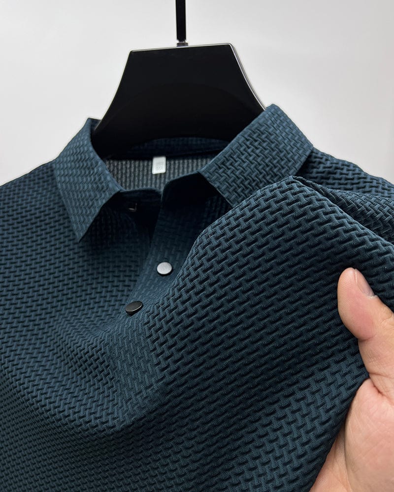 Cedric | Men's Textured Short Sleeve Button Polo Shirt