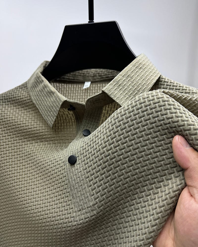 Cedric | Men's Textured Short Sleeve Button Polo Shirt