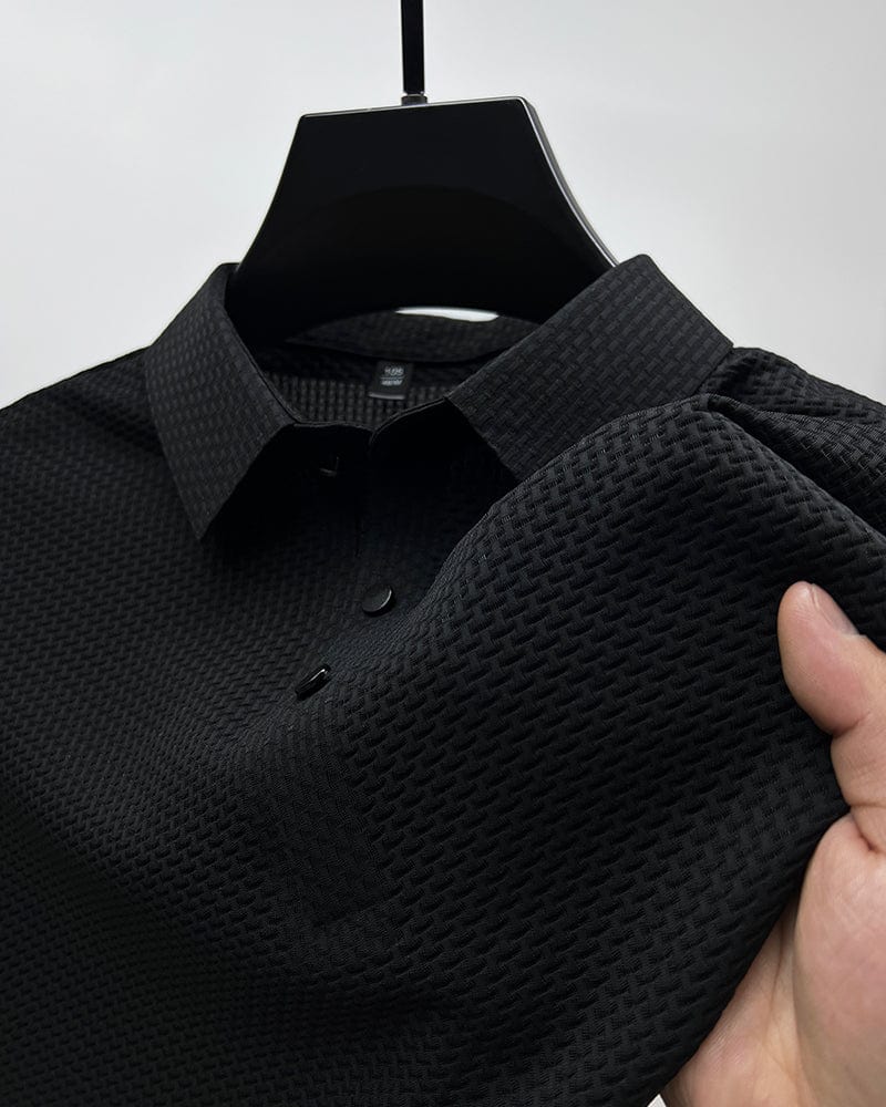 Cedric | Men's Textured Short Sleeve Button Polo Shirt