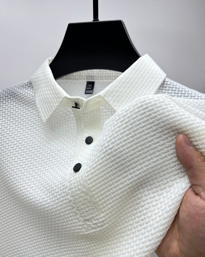 Cedric | Men's Textured Short Sleeve Button Polo Shirt