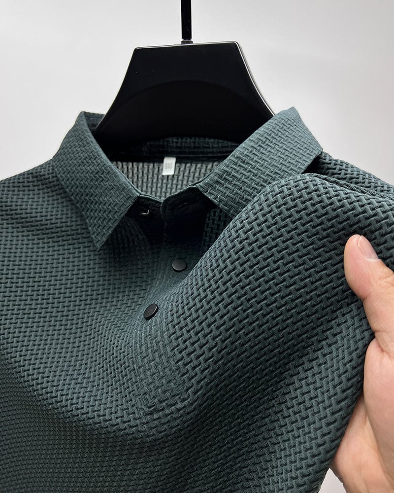 Cedric | Men's Textured Short Sleeve Button Polo Shirt