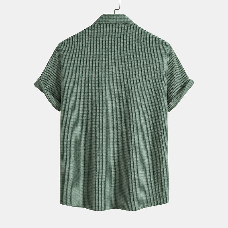Anton | Beige Green Men's Two Piece Casual Shirt Shorts Set