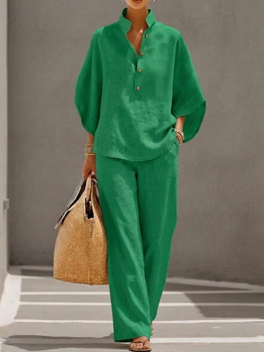 Monica | Women's 2 Piece Set Batwing Top Wide Leg Pants