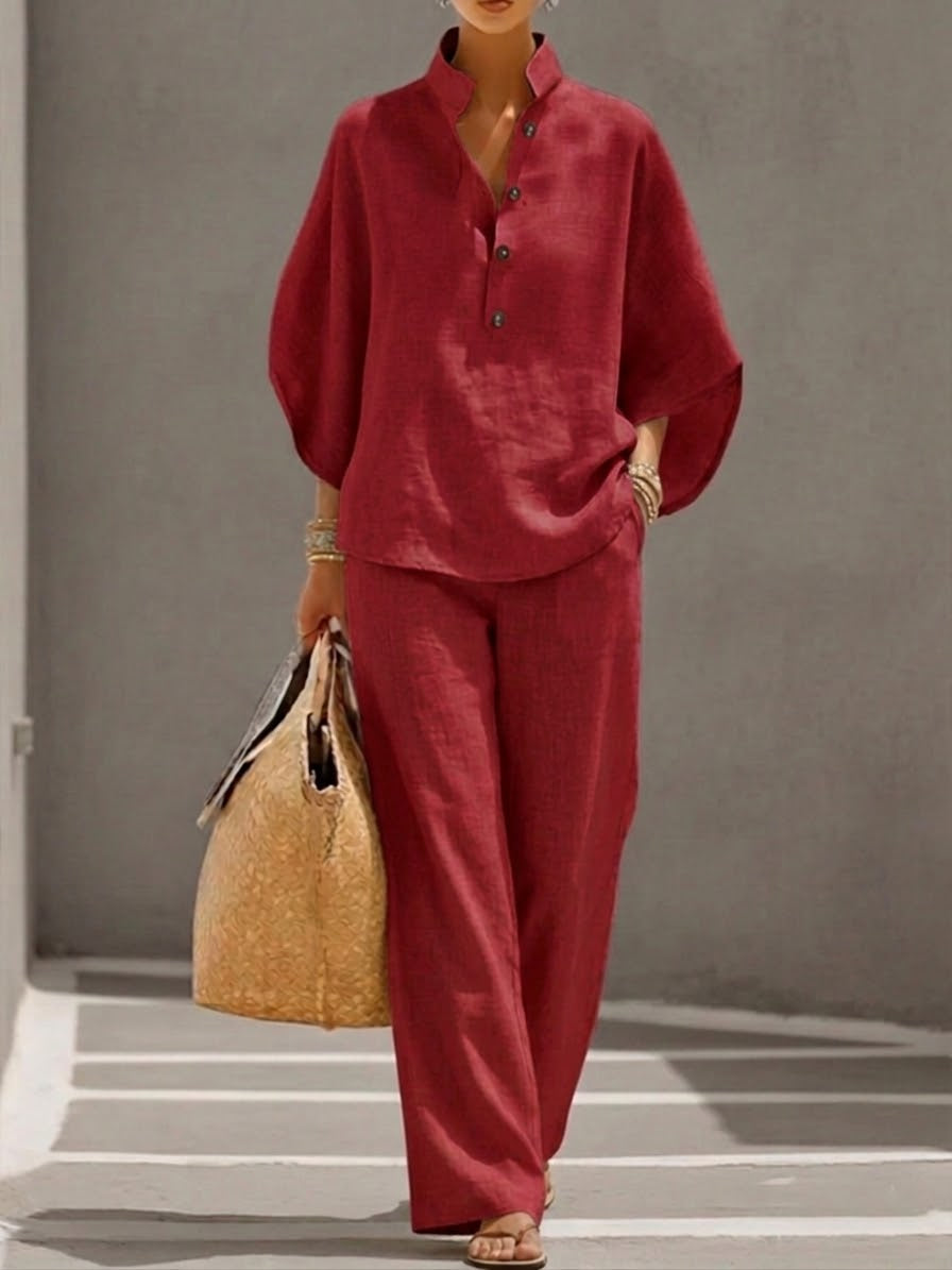 Monica | Women's 2 Piece Set Batwing Top Wide Leg Pants