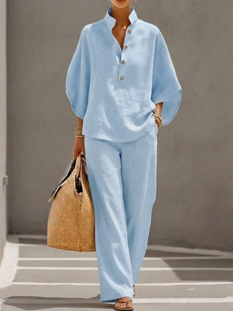 Monica | Women's 2 Piece Set Batwing Top Wide Leg Pants