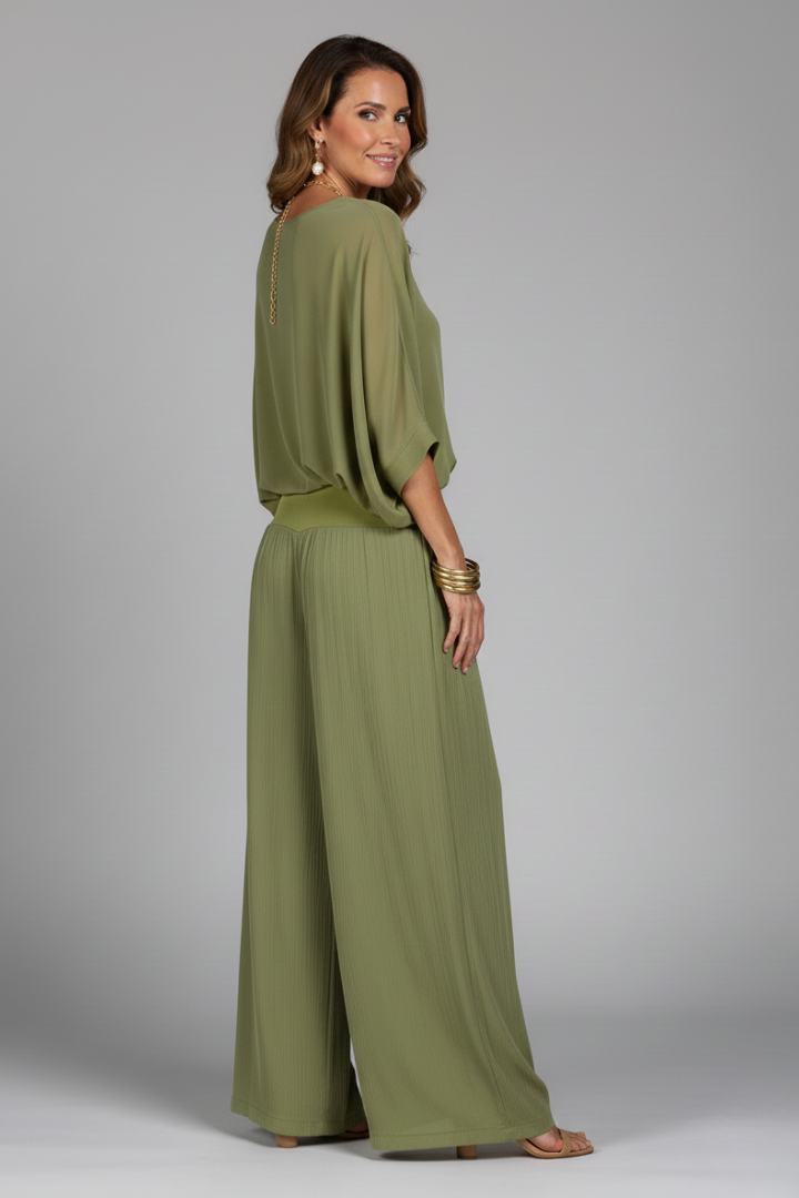 Luisa | Women's V-Neck Wide Leg Set