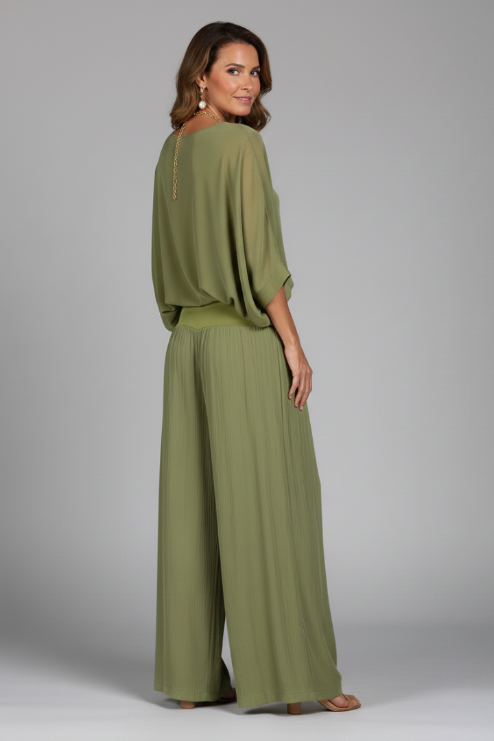 Luisa | Women's V-Neck Wide Leg Set