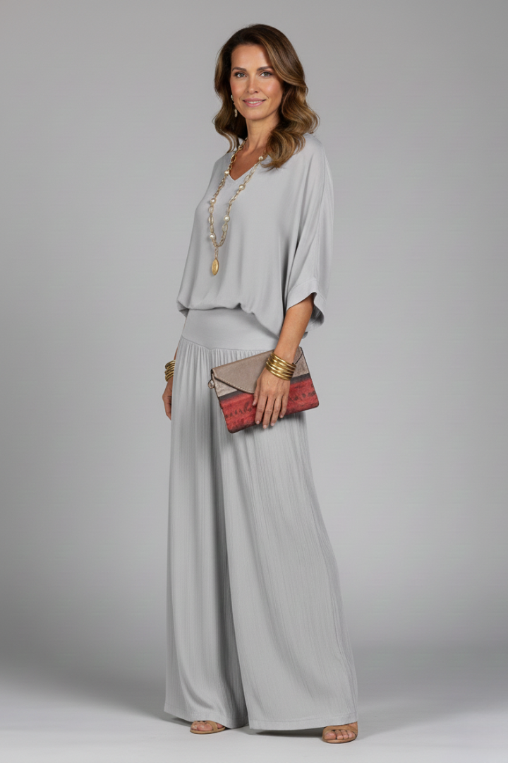Luisa | Women's V-Neck Wide Leg Set